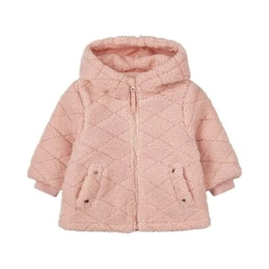 Giacca da bambina Dirkje rosa tenue con cappuccio a quadri - Zdjęcie 1 z 2