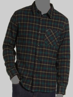 $285 A.P.C. Camisa de hombre verde de lana Surchemise Trek a cuadros con botones talla S Foto 1 de 3