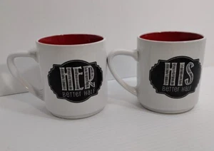 His & Her Better Half Stoneware Coffee Cup White/Black/Red. Pier One - Bild 1 von 15