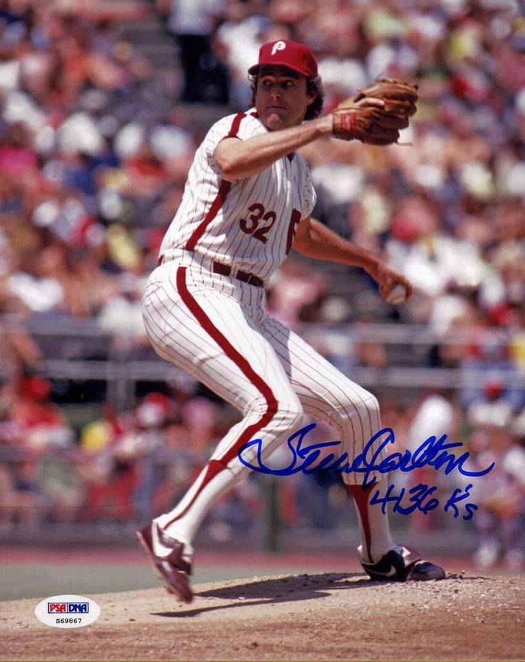Steve Carlton SIGNED 8x10 Photo + 4,136 K's Phillies PSA/DNA AUTOGRAPHED - Image 1 of 1