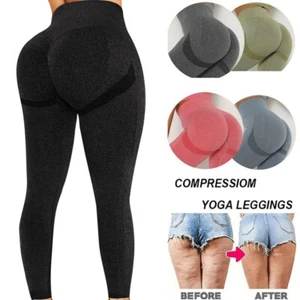 Women's High Waist Compression Suit Yoga Scrunch Bum Lift Push Up Legging Pants - Picture 1 of 22