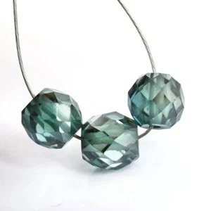 3 Pcs, 6mm-7mm Certified Blue Faceted Diamond Loose Beads for Jewelry Making - Picture 1 of 6