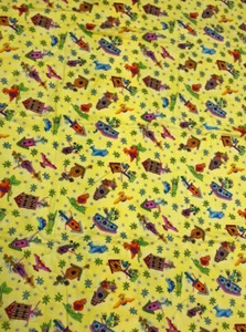 Trapunta Nuova BIRDHOUSE Fatta in Casa Giallo Con Uccellini Coperta Lancio 42x54 - Foto 1 di 7