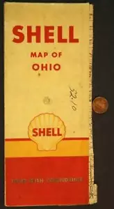 1940-50s Shell Oil Gas service station State of Ohio giveaway map VINTAGE COOL-- - Picture 1 of 1