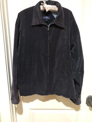 Abrigo forrado chaqueta fina de pana de ballena con cremallera completa azul marino grande Noble Surfer para hombre Foto 1 de 3