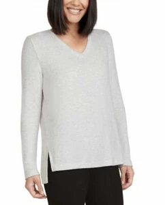 MATTY M WOMEN V NECK LIGHT SWEATER PEARL GREY STRETCH XL NEW WITH TAG - Picture 1 of 7