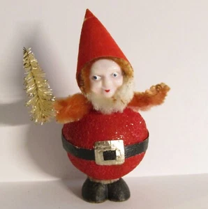VINTAGE SANTA CLAUS CARDBOARD MICA FIGURINE - MADE JAPAN (3") - Picture 1 of 3