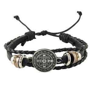 St. Benedict Leather Stack Bracelet-12/pk M:Leather/ZincAlloy Size:8" Adjustable - Picture 1 of 1