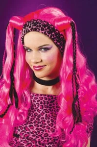 Pink Diva Adult Long Straight Braids COSTUME WIG + HEADBAND Fairy Anime Sexy New - Picture 1 of 1