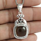 Gift For Mother Pendant Bohemian 925 Silver Natural Smoky Quartz Gemstone T87