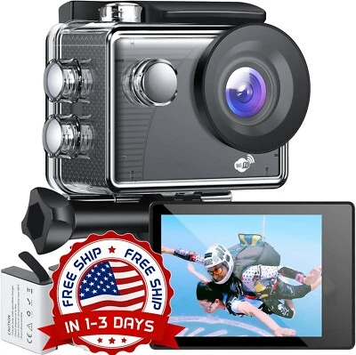 Cámara Deportiva Cámara de Acción WiFi Ultra HD 1080P para Casco y Bicicleta NEW - Image 1 of 4