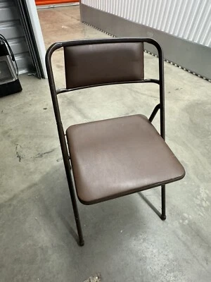 Набор из 3 винтажных современных складных металлических стульев для карт середины века MCM коричневые дикие - Изображение 1 из 2