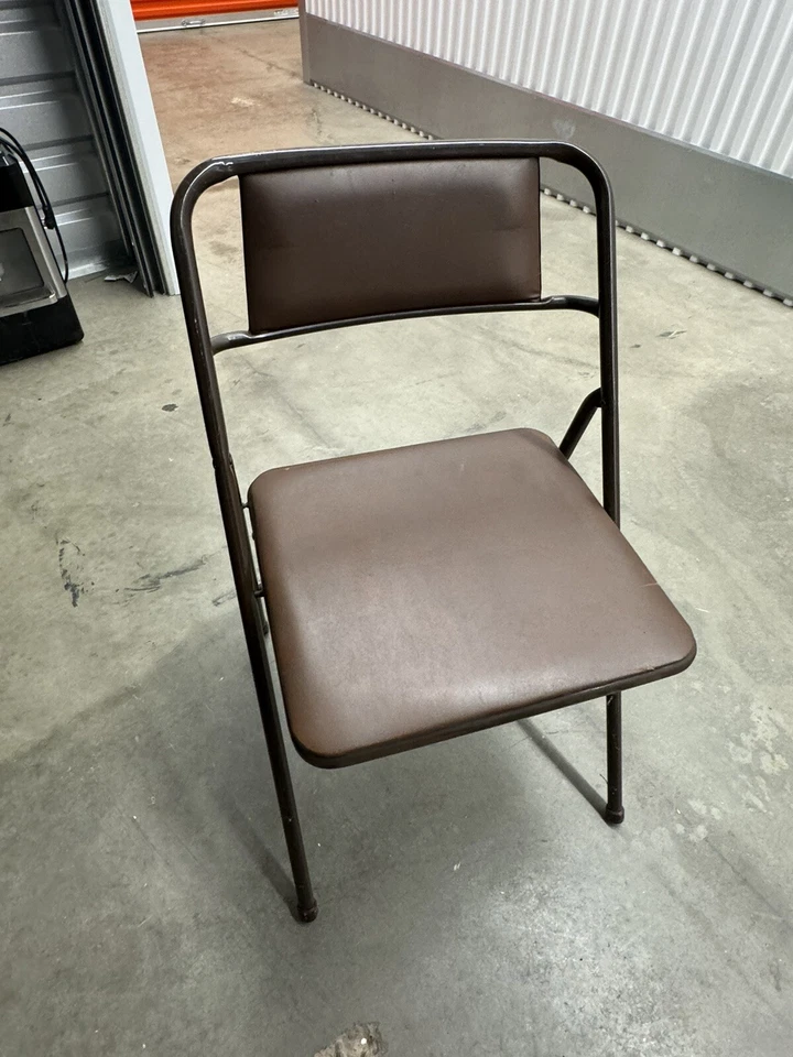 Juego de 3 sillas de tarjetas de metal plegables MCM modernas de mediados de siglo vintage marrón salvaje Foto 1 de 2