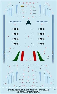 TAURO MODEL TM72/581 AERMACCHI MB-326D VERSIONE ALITALIA SCALA 1:72 - Immagine 1 di 3