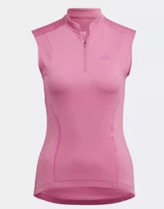 Adidas Womens 1/4 Zip Sleeveless Cycling Bike Jersey Top Pink Fuchsia Size S NWT - Picture 1 of 5