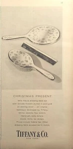 Juego de tocador Tiffany & Co. Mille Fleurs anuncio impreso vintage de Navidad 1958 - Imagen 1 de 4