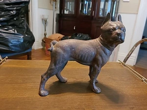 Antique Hubley Antique Cast Iron Boston Terrier Bull Dog Door Stop, Not Repo - Picture 1 of 10
