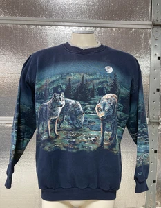 Felpa avvolgente Art Unlimited Wolf - Vintage - Medora, ND - Pullover - Foto 1 di 11