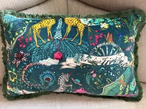 Emma J Shipley Paradise Lost VELVET Cushion Cover 55x35 cm (with Fringe Trim) - Picture 1 of 5