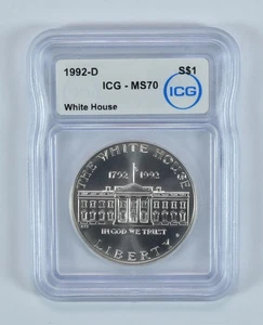 1992-D White House Commemorative Silver Dollar MS70 ICG *8888 - Picture 1 of 5