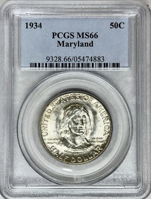 1934 MARYLAND COMMEMORATIVE HALF DOLLAR PCGS MS66 - Image 1 of 2