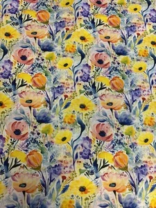 2.5 Metres Watercolour “Rosaria” Floral Printed Cotton Craft Quilt Dress Fabric - Picture 1 of 4