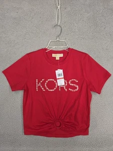 Michael Kors Kurzarm Crop Top XS Rot T-Shirt Logo Baumwolle Damen - Bild 1 von 12