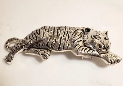 De colección Tigre Tono Plateado y Negro Hebilla de Cinturón Vida Salvaje Animal Zoo Safari ET4572A Foto 1 de 4