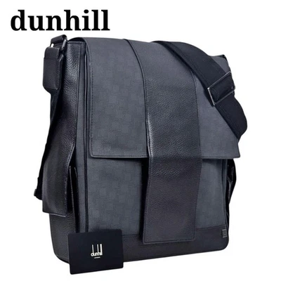 Dunhill Cartera Bolso de Hombro con Refuerzo Negro Gris Auténtico PVC Cuero Para Hombre Foto 1 de 4