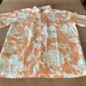 Quicksilver Waterman Collection Shirt Men XXL Orange Floral Button Up Pocket - Picture 1 of 14