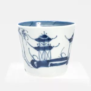 Antique Blue & White Chinese Export Canton Porcelain Wine Beaker or Cup - Picture 1 of 9