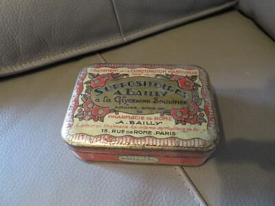 ANCIENNE BOÎTE EN FER MÉDICAMENT Suppositoires à la glycérine Solidifiée - Photo 1/4