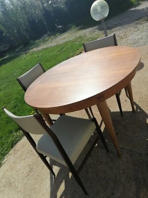 Table Ronde Papillon Plaquage Teck 1960  - Photo 1/4