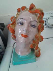 Estatuilla de colección Art Deco MCM porcelana Checoslovaquia cabeza busto niña estatua 2057 - Imagen 1 de 7