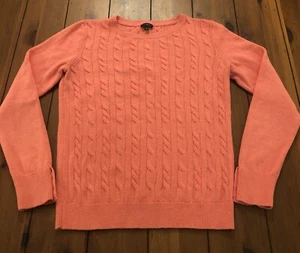 TALBOTS Peach Cable Knit Sweater Women's Medium Long Sleeve Button Cuff Pullover - Picture 1 of 14