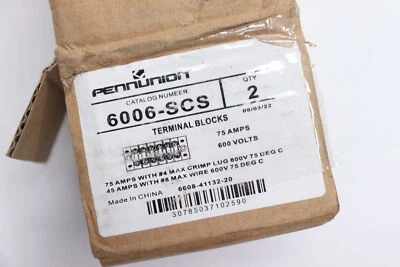 (2-Pk) Penn Union Terminal Blocks 75 Amp  600 V 6006-SCS - Image 1 of 3