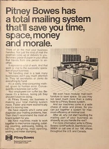 1974 Pitney Bowes PRINT AD Total Mailing System - Save Time Morale VTG 1970s - Picture 1 of 5