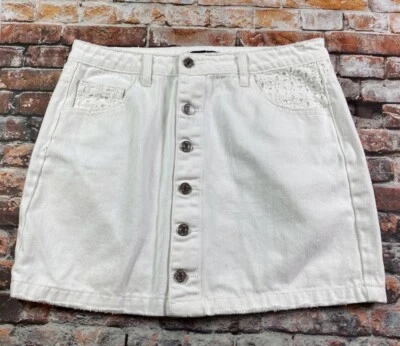 Falda Miss Me Damas Mediana Blanca Denim Bolsillos Abotonados Algodón Informal Para Hombre Foto 1 de 4