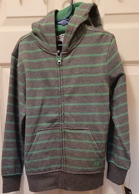 Jaqueta com capuz nova com etiquetas meninos tamanho 7 TONY HAWK cinza e verde com zíper e 2 bolsos - Imagem 1 de 2