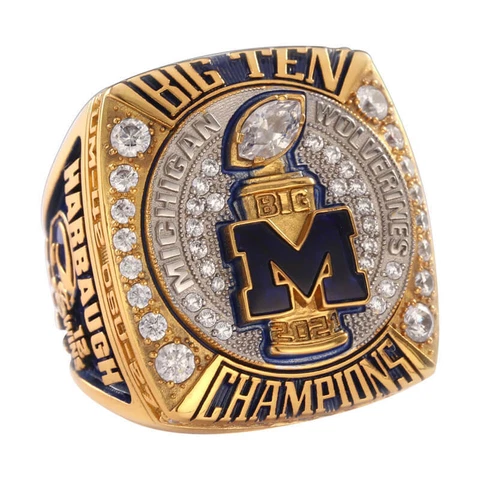 2021 Michigan Wolverines Men's Football Big Ten College Championship Ring. Solid Cover