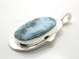 GJ69 GW LARIMAR OVAL 25x15,5mm SILBER-ANHÄNGER +*TOP* +KETTE / LEDER! - Bild 1 von 4