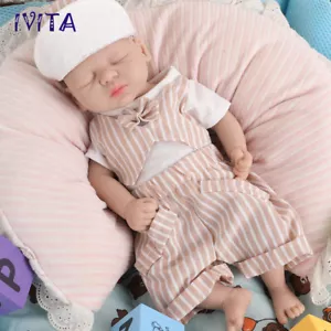IVITA 15"Schlafender Junge Ganzkörper-Silikon Niedlicher Reborn Baby Puppe - Bild 1 von 12