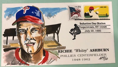 Richie Whitey Ashburn Phillies HOF Wild Horse FDC Cachet 1995 ARTIST PROOF #3/10 - Image 1 of 4
