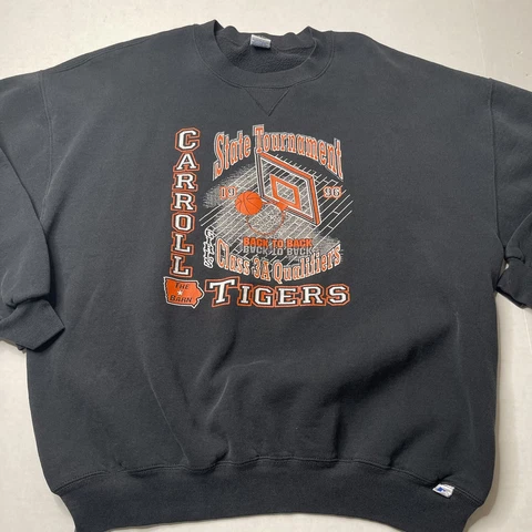 Vintage Tigers Russell Athletic Crewneck Sweatshirt Sz 2XL USA High School 90s Cover