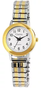 Damenuhr Armbanduhr Zugband Flexband Stretcharmband Gold Bicolor 17/10 CLASIXX - Bild 1 von 5