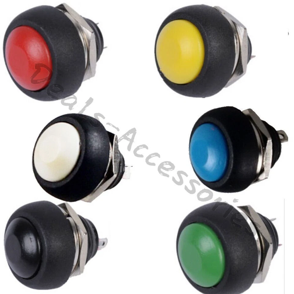 New Mini 12mm Waterproof Momentary ON/OFF Push Button Round Switch (6PCS/1SET) - Image 1 of 1