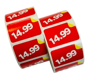 14,99 Etichette Prezzi | Adesivi Adesivi 1,5"x1" Rosso Prezzo Vendita Un Rotolo da 1000 - Foto 1 di 8