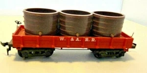 MANTUA HO scale W & A R.R. OLD TIMER WOOD GONDOLA CAR with 3 WOODEN WATER TANKS - Picture 1 of 6