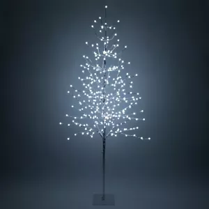 6 ft Silver LED Decorative Lighted Tree with 198 Cool White Mini Globe Lights - Picture 1 of 4