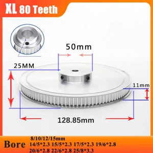 XL 80 dientes correa de distribución polea diámetro de rueda síncrono 8-25 mm para correa de 10 mm de ancho - Imagen 1 de 19